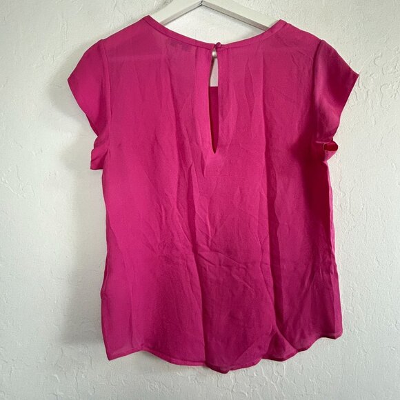 Joie Womens Hot Pink Round Neck 100% Silk Short Sleeve Top Blouse Medium Casual - Picture 2 of 8